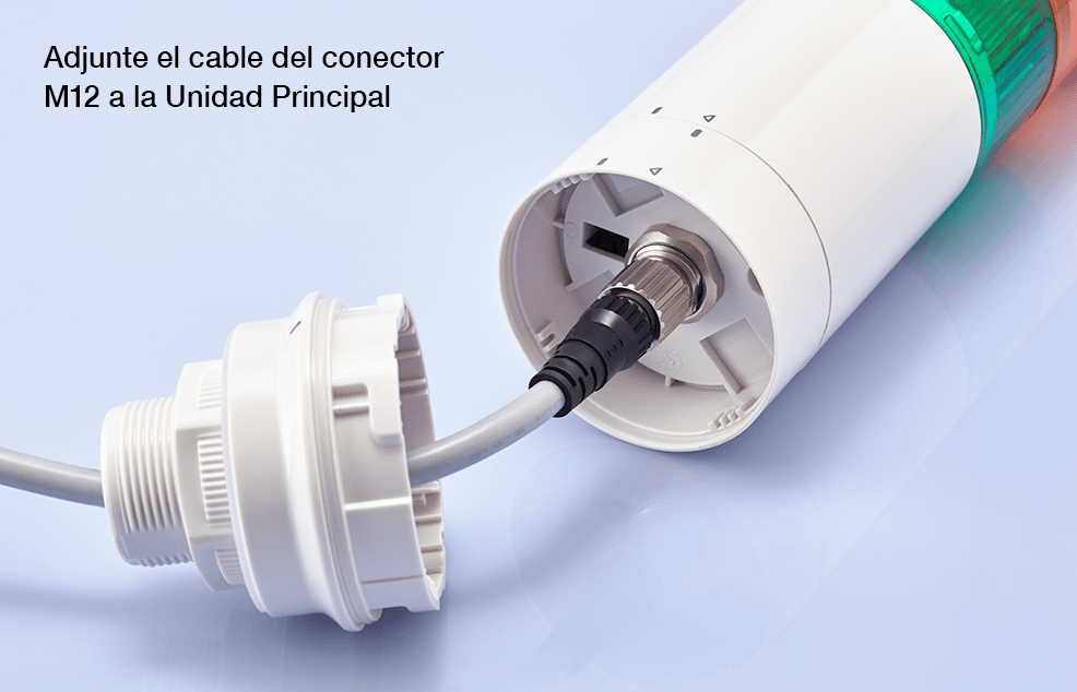 [LR6-WC] Conexión de Cableado, Conecte el cable del conector M12 a la Unidad Principal
