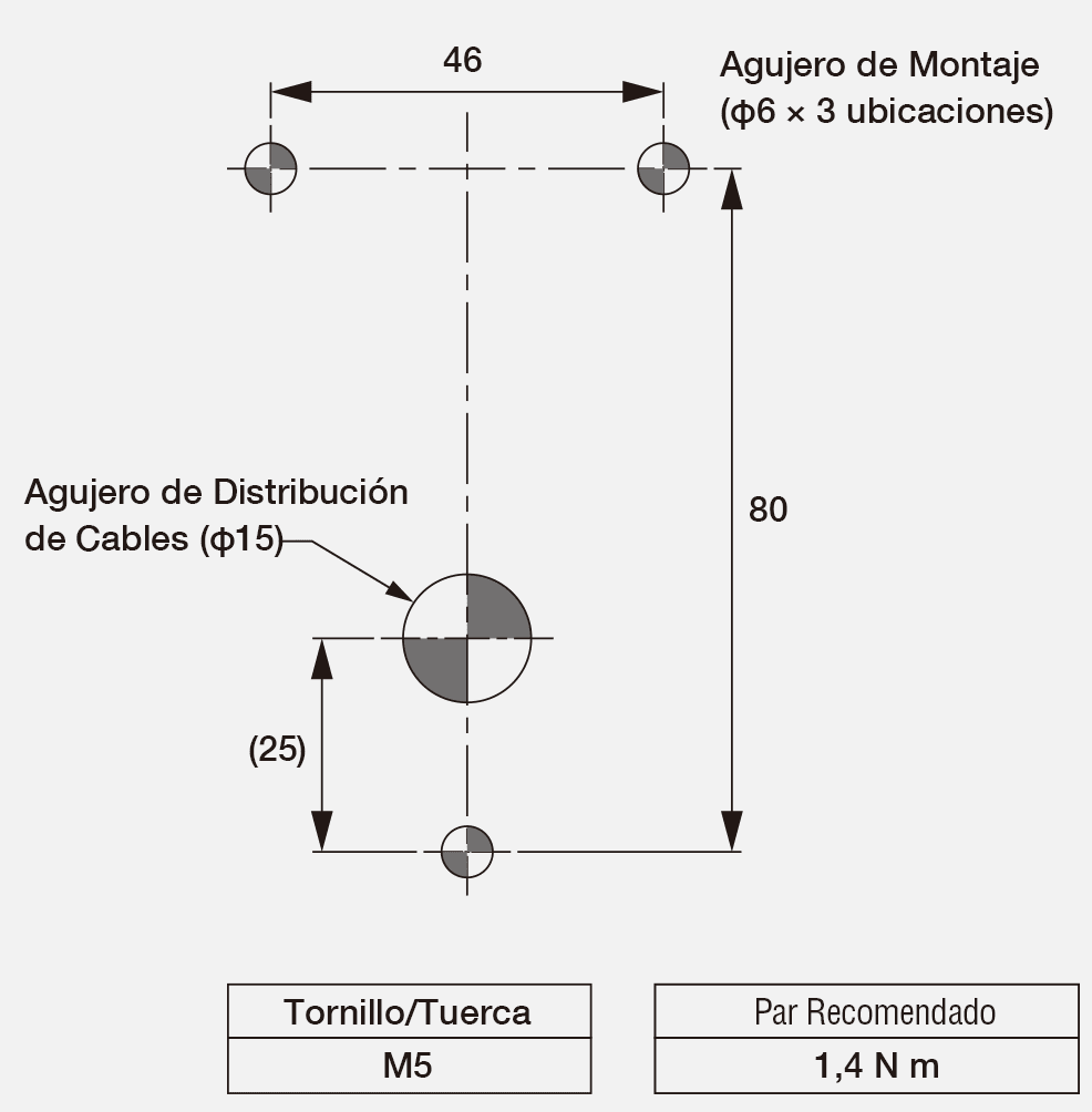 Dibujo de Dimensiones de Montaje