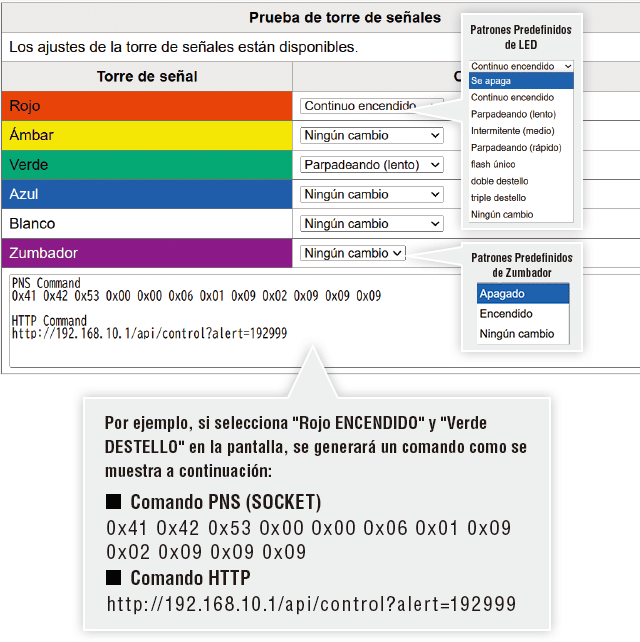 Interfaz del software de control de la torre de se&ntilde;alizaci&oacute;n